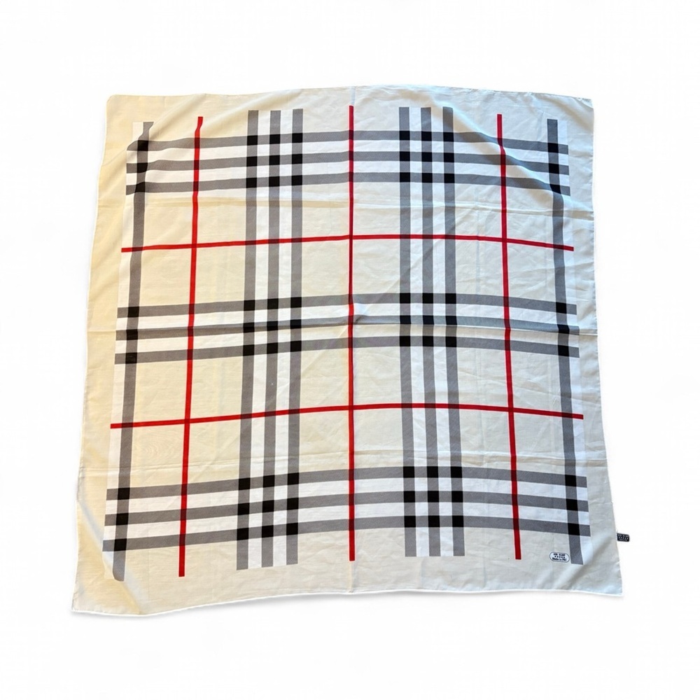 Y2K CHECKERED CREAM PLAID SCARF WOMAN 42”X 42” - Picture 3 of 4